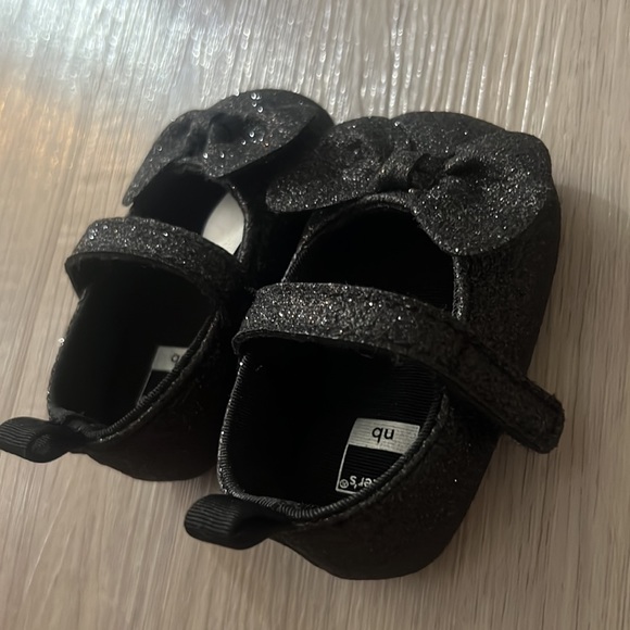 sparkly black baby girl strapped flats - Picture 2 of 5